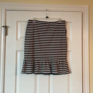 Black and Cream Striped Bottom Ruffle Skirt